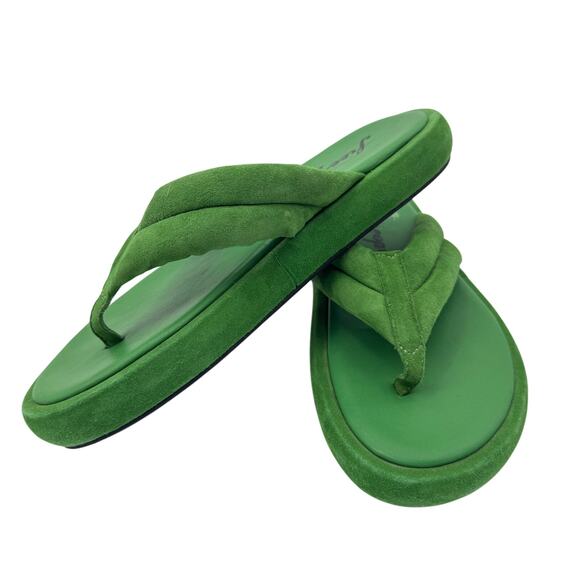 Free‎ People Women's Wonderland Green Leather Suede Thong Sandals Size 38 - Picture 5 of 9